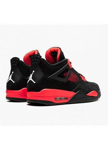 КРОССОВКИ ЖЕНСКИЕ NIKE AIR JORDAN 4 BLACK RED V2 НАЙК АИР ДЖОРДАН No Brand чёрные демисезоны (369388665)