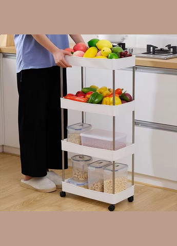 Органайзер для хранения Тележка на колесах для дома 4 уровня Белый No Brand (328294524)