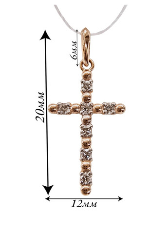 Золотой крестик с бриллиантами, красное золото 585 пробы. SOVA jewelry house (365268275)