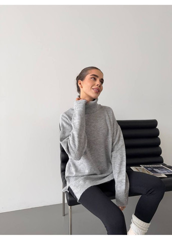 Серый демисезонный стильный свитер с высоким горлом (турция) — замеры в описании. DK/DL Мода без кордонів