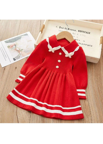 Червона трикотажна дитяча святкова повсякденна сукня з метеликами рукавами на гумці для дівчаток (481696-prob) червона розмір 90 Unbranded (365333389)
