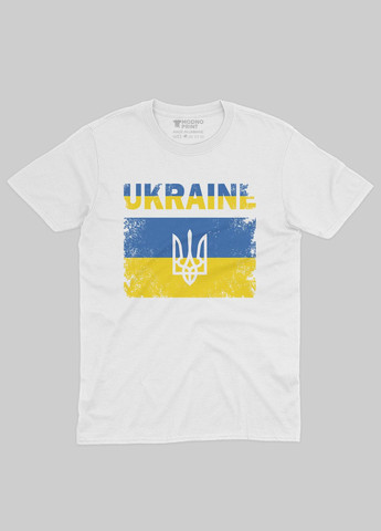 Біла демісезонна футболка для хлопчика з патріотичним принтом ukraine (ts001-2-whi-005-1-044-b) Modno
