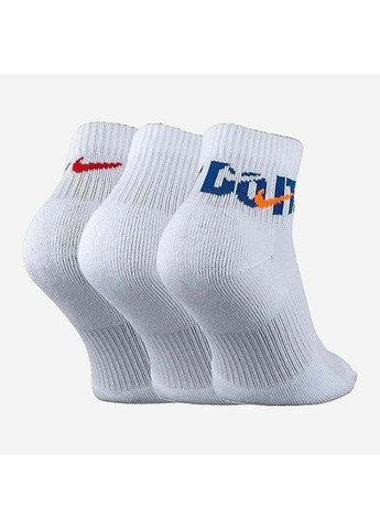 Чёрные носки u nk everyday plus cush ankle белый, мультиколор Nike однотонные (333961716)