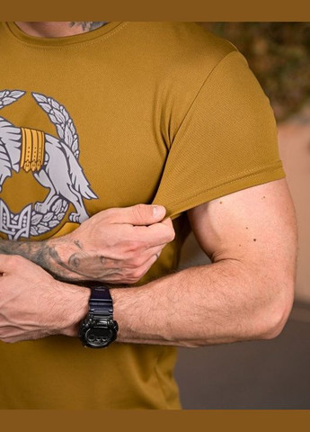 Патріотичний літній чоловічий костюм з принтом футболка+шорти койот Freedom