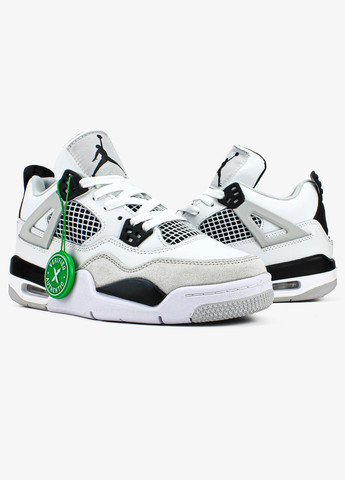 Білі всесезон кросівки чоловічі і жіночі nike air jordan 4 retro white black | найк аір джордан 4 ретро білі чорні No Brand