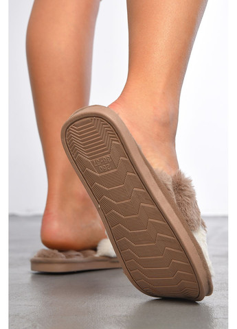 Бежевые тапочки домашние женские меховые бежевого цвета Let's Shop