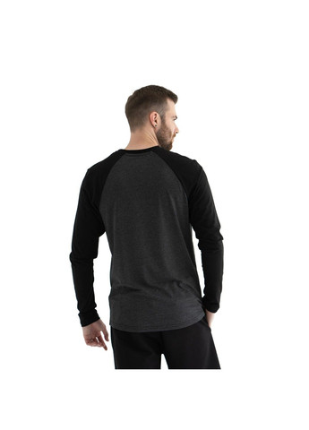 Чорна чоловічі футболки з довгими рукавами long slive темно-сіра з чорним Teamv