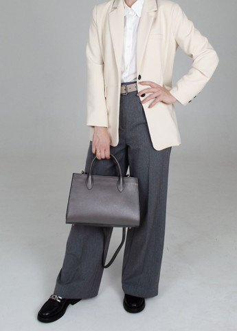 Сумка жіноча шкіряна офісна 03724 з 2 ручками темно-сіра Virginia Conti (303543552)