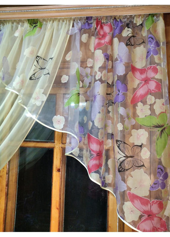 Кухонная готовая занавеска Эрика лунный левая No Brand (372133970)