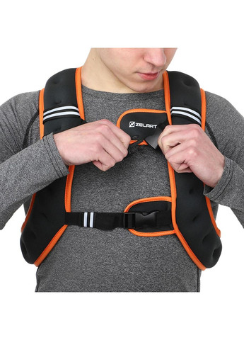 Жилет утяжелитель с фиксированным весом XB9300-10 10кг (неопрен, наполнитель-металлические шарики, черный-оранжевый) Zelart (361437173)