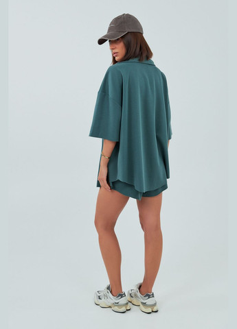 Трикотажный костюм с шортами и рубашкой - коричневый цвет Lurex (340917557)