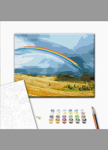 Картина за номерами Веселкове поле 40х50см Картини за номерами сільський пейзаж на полотні Живопис по номерам природа Brushme (308988772)