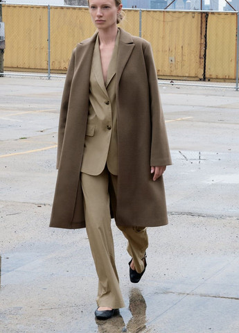 Сіро-коричневе демісезонне Пальто Zara