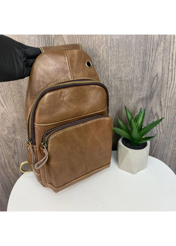 Чоловіча бананка на груди з натуральної шкіри коричнева ProDobro (363221984)