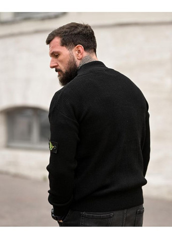 Чорний чоловічий трикотажний светр stone island half-zip (370589564)