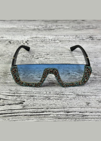 Роскошные женские очки солнцезащитные голубой градиент в шикарных камнях. LIGHT (315889529)