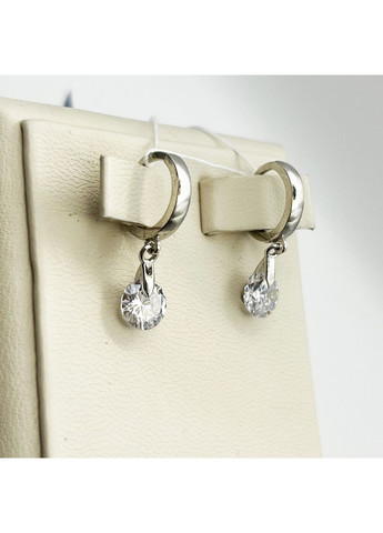 Сережки-кільця срібні з кубічним цирконієм 2,8 г No Brand (369737303)