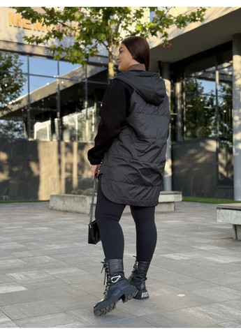 Черная демисезонная женская куртка с капюшоном No Brand