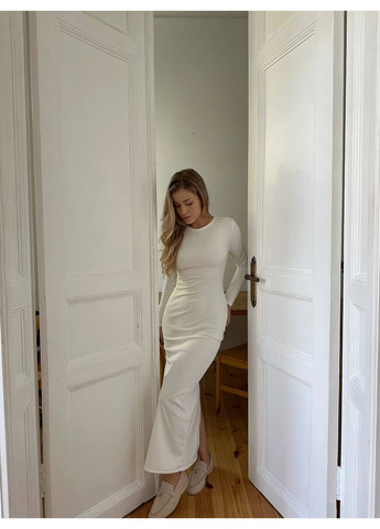 Молочное женское платье No Brand однотонное