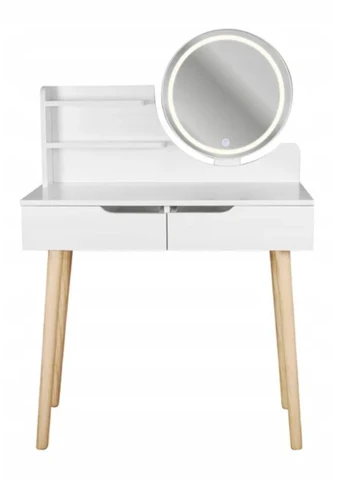 Туалетный столик Scandi на 2 ящика с зеркалом и LED подсветкой белый Jumi (361953004)