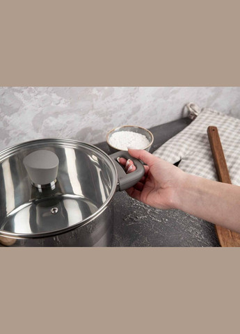 Каструля нержавійка з кришкою Elite 20 см, 3.6 л (26-238-057) Krauff (334712889)