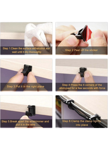 Органайзер клипса фиксатор кабеля держатель для проволоки самоклеящийся 20 шт S Черный OlaN (360547066)