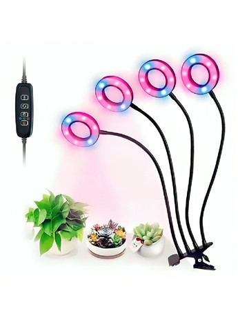 Фитолампа светодиодная с работой от USB креплением на прищепку таймером для цветов растений рассады 4 головки (480322-Prob) Unbranded (333426732)