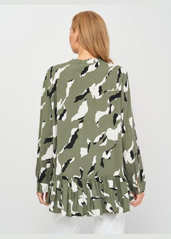 Комбинированная блуза демисезон,черный-белый-зеленый, Minimum