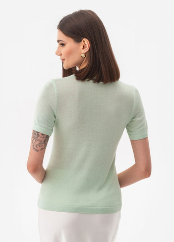 Фісташковий тонкий трикотажний джемпер з v-подібним вирізом SVTR