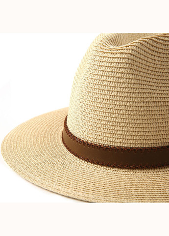 Шляпа федора женская бумага бежевая BAY LuckyLOOK 842-992 (289478320)