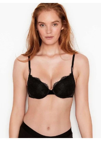 Чёрный бюстгальтер з пуш-ап favorite t-shirt bra черный 34d(75d) Victoria's Secret