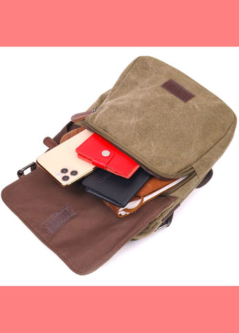 Сумка мужская через плечо из плотного текстиля 21227 Оливковая Vintage (302009129)