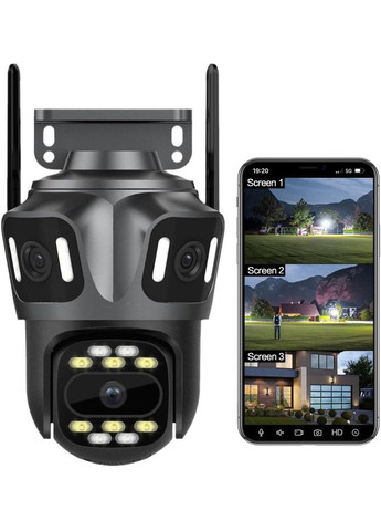 Камера відеоспостереження вулична P15-SP8 Camera поворотна Wi-Fi ICSee 12MP чорний (2390000026) No Brand (341679358)