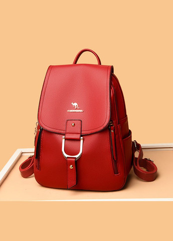 Яркий городской женский рюкзак фирменный однотонный рюкзачок для прогулок красный Turkey (335870691)