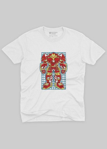 Белая демисезонная футболка для девочки с принтом супергероя - железный человек (ts001-1-whi-006-016-004-g) Modno