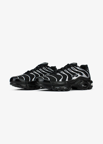 Черные демисезонные кроссовки мужские nike air max plus black/metallic silver | найк аир макс плюс черные No Brand