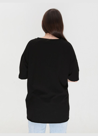Женская футболка черная удлиненная большой размер JEANSclub Вільна - (322999571)