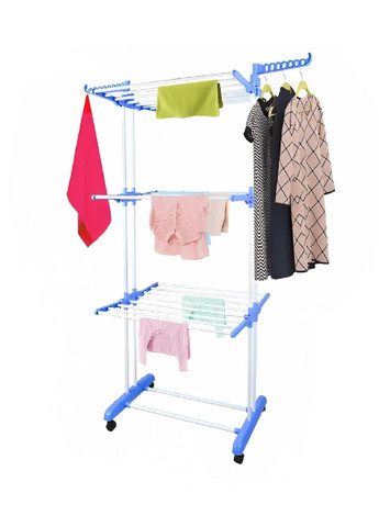 Многоярусная напольная складная сушилка с колесиками нагрузкой до 50 кг для одежды белья вещей 172х73х64 см (481037-Prob) Unbranded (351725721)