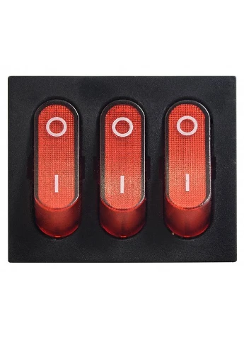 Перемикач KCD2-3101N R/B 220V червоний з підсвіткою, 3 клавіші, Аско-Укрем (386198048)