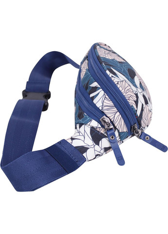 Жіноча сумка бананка на пояс/через плече Bella 2 л синя з квітковим принтом 766 Bagland (298567718)