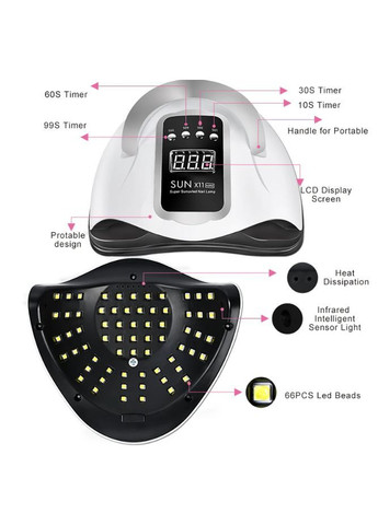 Стартовый набор для маникюра с лампой 132Вт, фрезер, гель лак 27шт, полигели 4шт и другое Sun (365291138)