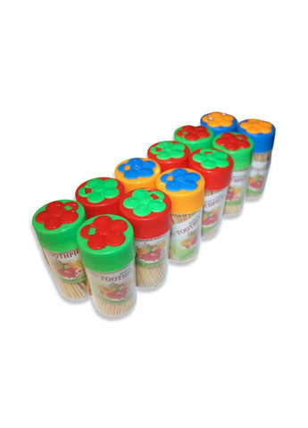 Зубочистки бамбукові двосторонні Ромашка 12 коробочок/≈1400шт FROM FACTORY ZBR (335397599)