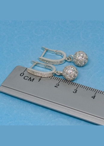 Срібні сережки "Висячі кульки - блиск" шарик No Brand (350667578)