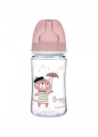 Пляшечка для годування (35/232_pin) Canpol Babies bonjour paris з широким отвором 240 мл рожева (268140603)