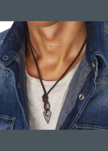 Коричневий чоловічий шнурок-чокер зі шкіри з кулоном "Наконечник стріли" LN436 (Розмір 40-65см регульований) Local League (334709203)