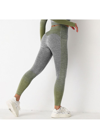 Легінси жіночі спортивні 9657 M сірі із зеленим Fashion (294067271)