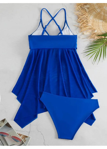 Синий летний купальник раздельный танкини синий танкини No Brand танкіні