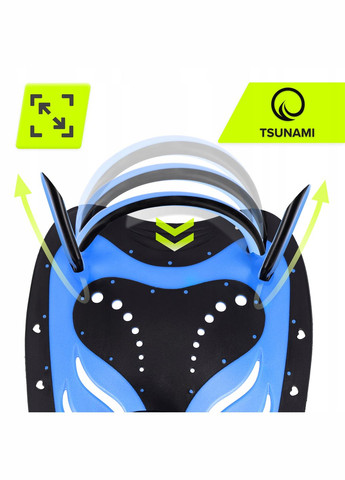 Лопатки для плавания в бассейне Swimming Paddles 2 шт Black/Blue (P-5905973405355) TSUNAMI (338098025)