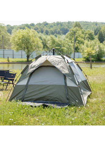 Палатка автоматическая трехместная 2*2 (м) кемпинговая туристическая LU-0016GR Хаки LUGI (370802548)