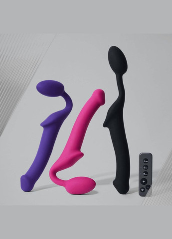 Безремневой страпон с вибрацией Vibrating Fuchsia L, диаметр 3,7 см, пульт ДУ, регулируемый Strap-On-Me (345122942)